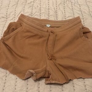 Womens Aerie Tan/Brown Athletic Sweat Shorts